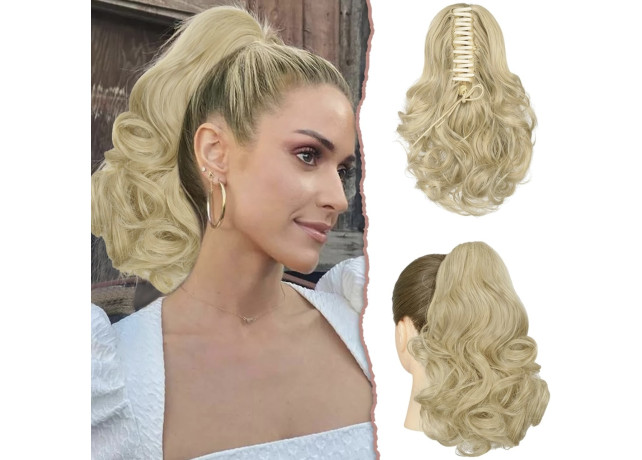 Cozi de Volum Ondulate Blond Deschis